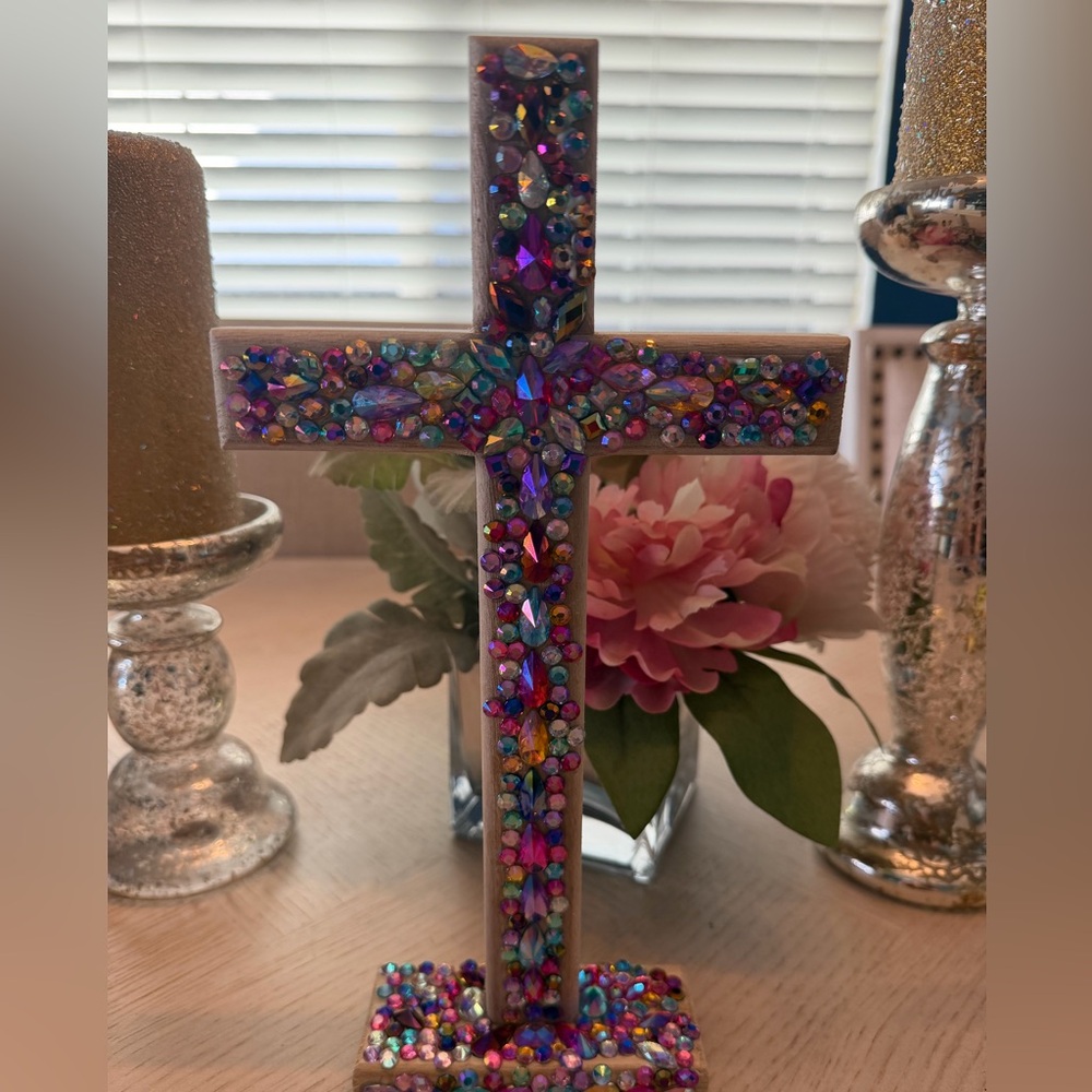 Handmade Multi Color Gem Cross - Picture 2 of 3